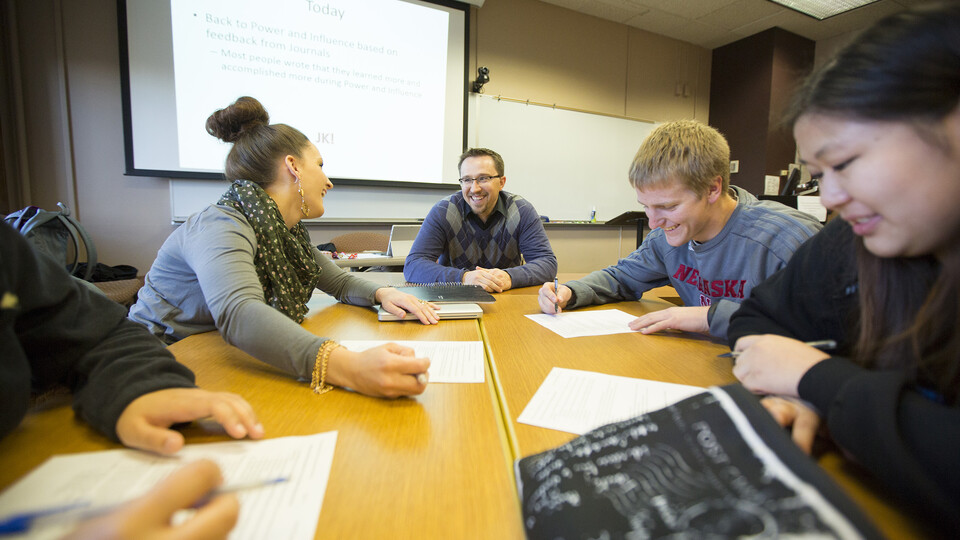 Dr. L.J. McElravy and leadership students