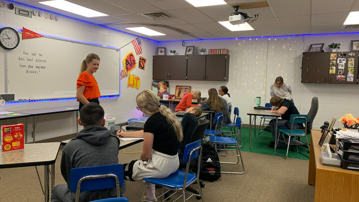 teacher in classroom with students