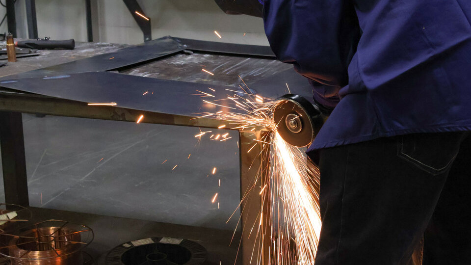 Student welding.